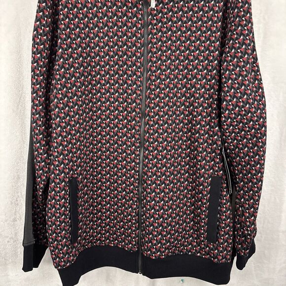 Shaquille O’Neal XLG Red Geometric Print Casual Jacket Full Zip Size XLT NWT - Picture 2 of 6